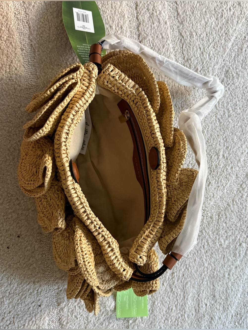 BRAND NEW Farm Rio Flower Raffia Shoulder Bag - Natural - Picture 8 of 9